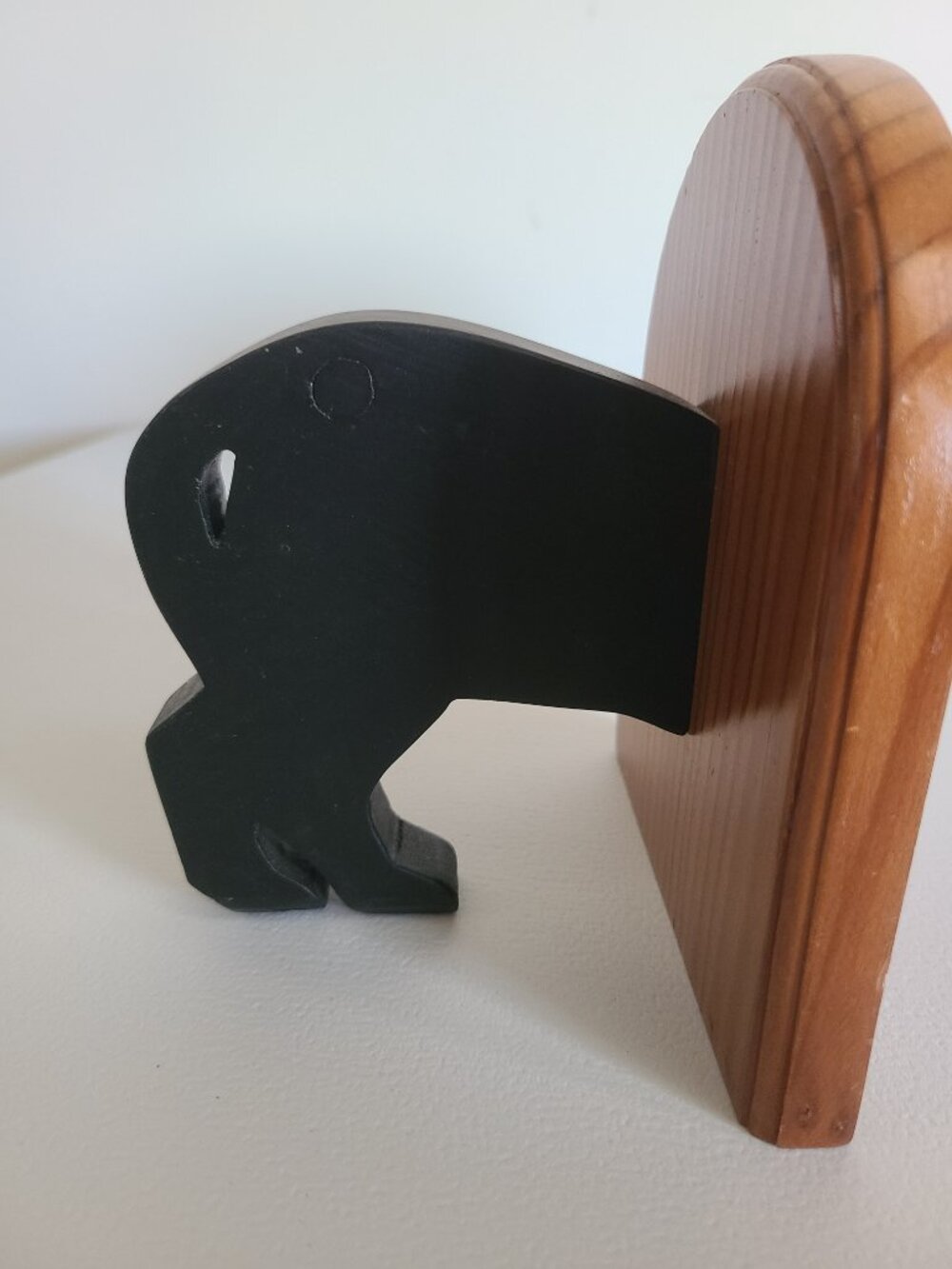 Bookends Wooden Cat Handmade Handpainted Initials WJM Black Cat - Picture 11 of 12